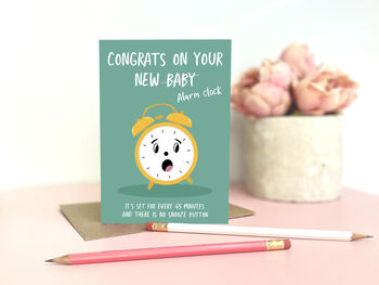 Congrats On Your New Baby Alarm Clock Funny Card, 2 of 4