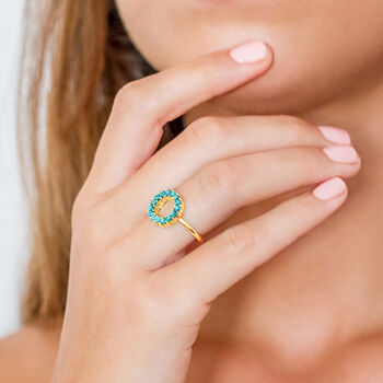 Halo Radiance Turquoise Earrings Gold Plated, 8 of 12