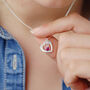 Personalised Silver Double Heart Birthstone Necklace, thumbnail 1 of 11