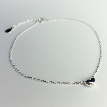 Sterling Silver Tiny Heart Charm Anklet, 2 of 6