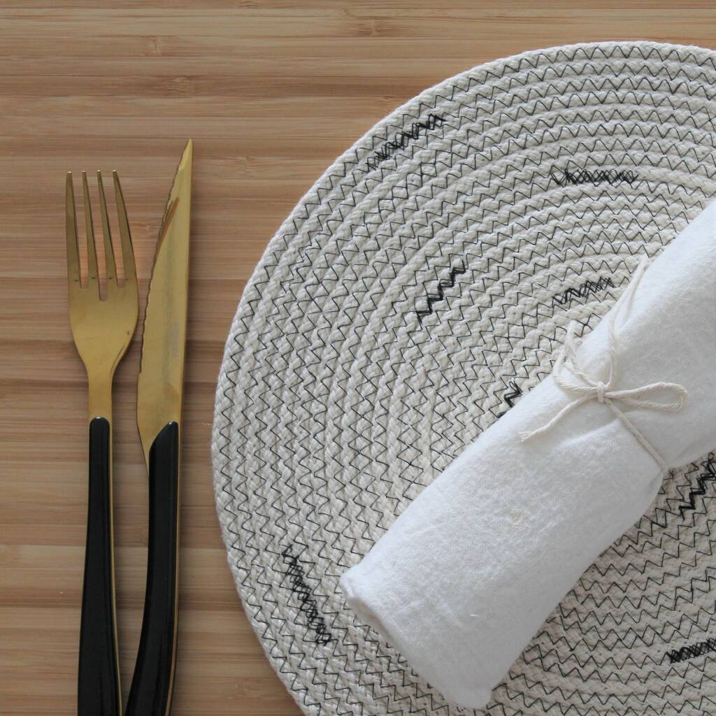 Mono Patterned Rope Cotton Placemat By Knotsy Brighton ...