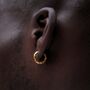 Mens Gold Plated 925 Silver Hammered Hoop Earring, thumbnail 6 of 12
