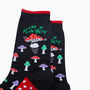 Fun Guy Mushroom Combed Cotton Novelty Socks In Black, thumbnail 2 of 4