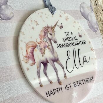 1st Birthday Or Any Age Keepsake Card Unicorn, 3 of 3