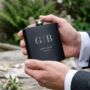 Personalised Matte Black 6oz Initials Hip Flask Wedding, Groomsmen And Birthday Gift, thumbnail 1 of 12