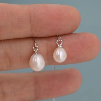 Genuine Fresh Water Pearl Threader Earrings, 8 of 12