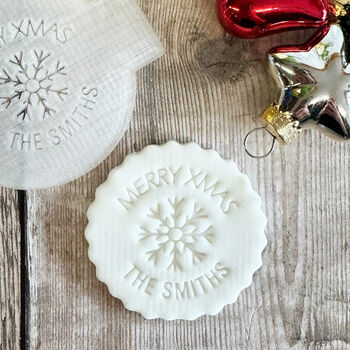 Personalised Snowflake Christmas Cake Embosser Cupcakes Biscuits, 4 of 5
