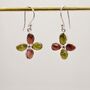 Mixed Pink Green Tourmaline Sterling Silver Earrings, thumbnail 1 of 8