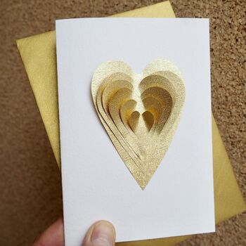 Handmade Gold Layered Heart Valentines Day Card, 2 of 7