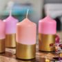 Pink And Gold Pillar Candle, thumbnail 2 of 3