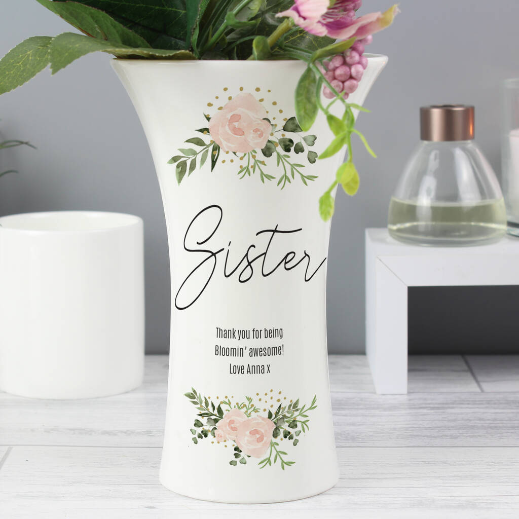 Personalised Floral Ceramic Vase By Blackdown Lifestyle