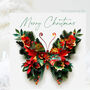 Christmas Wings Butterfly Card Holly And Decorations, Not 3D, thumbnail 1 of 11