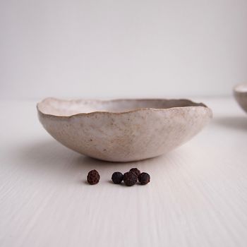 Handmade Oatmeal Gloss White Salt Pepper/Condiment Dish, 2 of 5