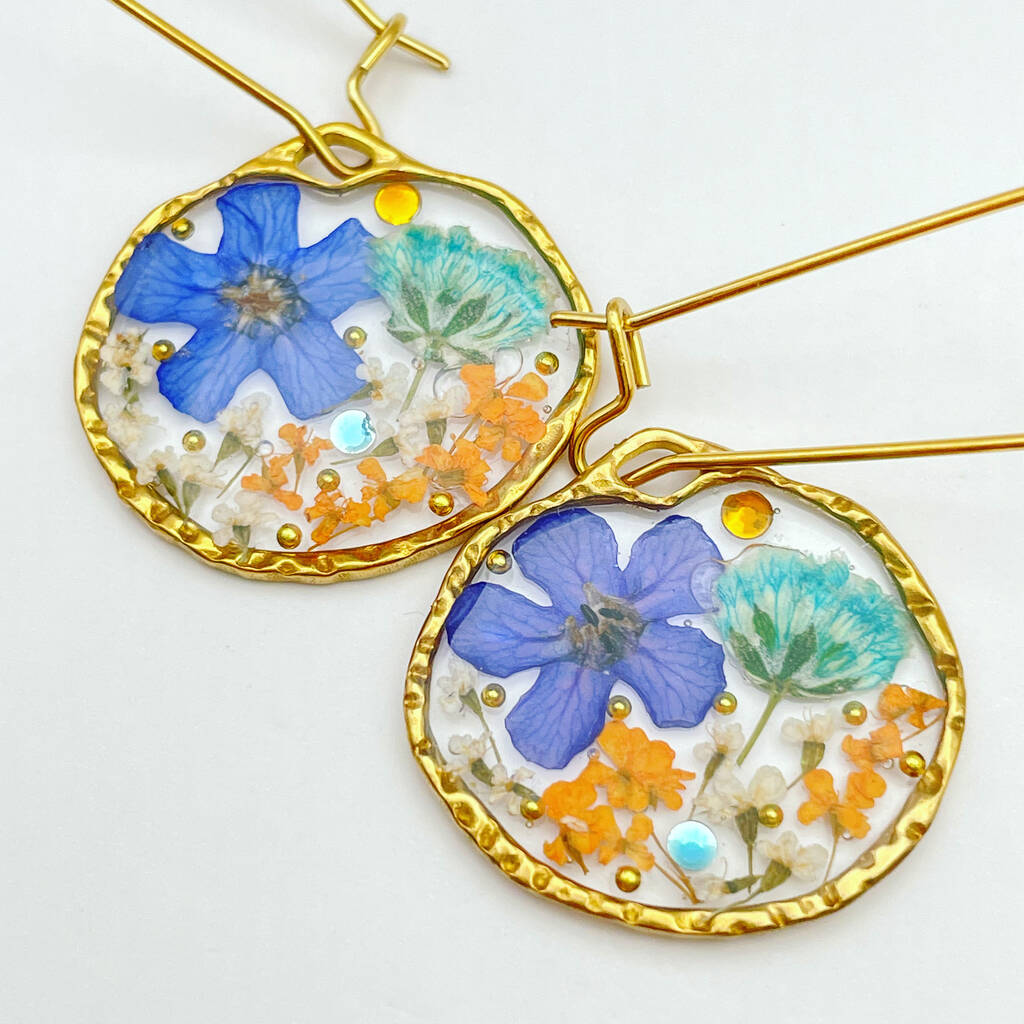 Dangle Earrings With Flowers In Vintage Colours, 1 of 11