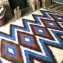 Blue Patchwork Hand Woven Wool Rug, thumbnail 3 of 9
