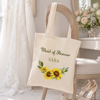 Personalised Sunflower Bridesmaid Tote Bag Gift, 2 of 6