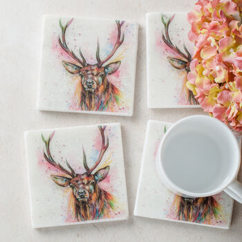 Colourful Stag Italian Marble Drinks Coasters, 3 of 3