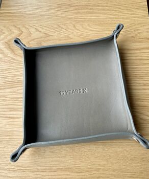 Personalised Grey Leather Valet Tray, 8 of 12