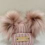 Rose Gold Double Pom Pom Knitted Hat, thumbnail 2 of 4