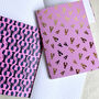 Recycled Pink Notebook With Gold Foil Lobster, thumbnail 4 of 10