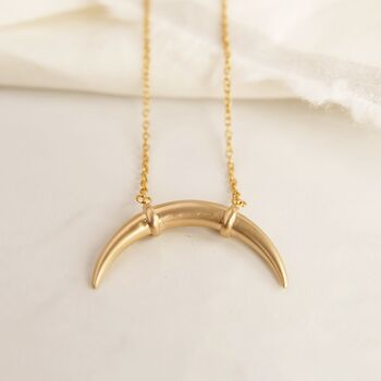Taurus Zodiac Moon Double Horn Gold Plated Necklace, 2 of 3