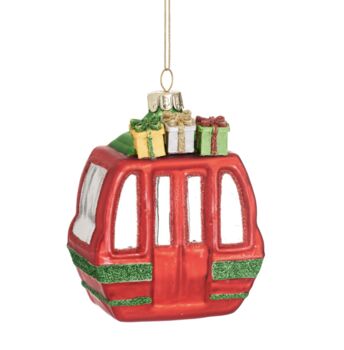 Red And Silver Ski Lift Christmas Bauble, 5 of 5