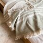 Milos Linen Blend Striped Blanket Sage Green, thumbnail 2 of 12