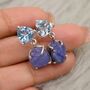 Blue Topaz, Raw Tanzanite Drop Earrings, thumbnail 1 of 9