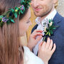 ‘Nicholas’ Winter Wedding Dried Flower Buttonhole, thumbnail 6 of 6