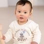 'Beary First Birthday' Personalised Embroidered First Birthday Sweatshirt In Six Colours, thumbnail 1 of 9
