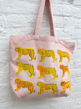 Pink And Yellow Tiger Canvas Shopper Bag, 4 of 6