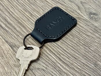 Personalised Leather Keyring, Black, 3 of 7