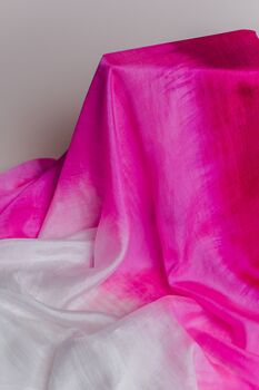 100% Mulberry Silk Scarf, Ombre Hot Pink And White, 4 of 7