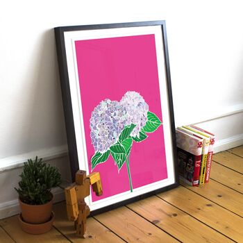 Hydrangea Print On Hot Pink, 3 of 5
