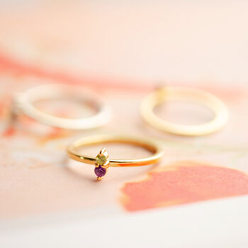 Personalised Simple Duo Birthstone Stacking Ring, 7 of 9