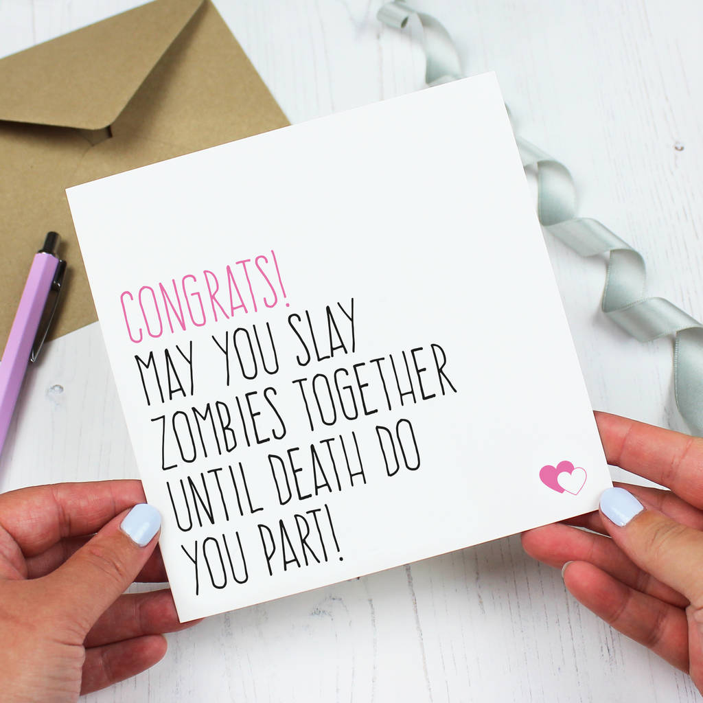 'slay Zombies Together' Wedding Card By Purple Tree Designs