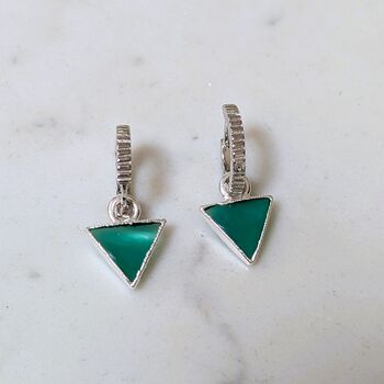 'Triangle' Green Onyx Sterling Silver Earrings, 3 of 6