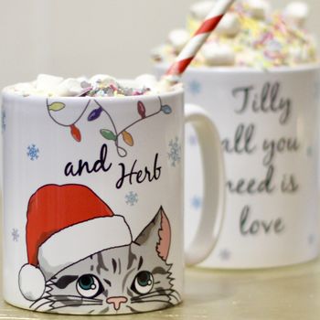 Personalised Christmas Cat Mug, 2 of 12
