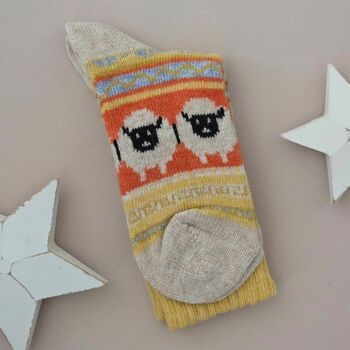 Wool Blend Sheep Socks In Yellow, 2 of 2