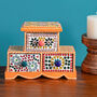 Three Drawer Orange Mosaic Wooden Spice Box, thumbnail 1 of 6