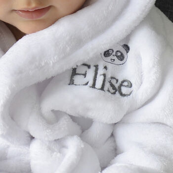 Personalised Child's Panda Dressing Gown In White, 4 of 7