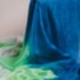 100% Mulberry Silk Scarf, Ombre Blue Green White, thumbnail 4 of 5