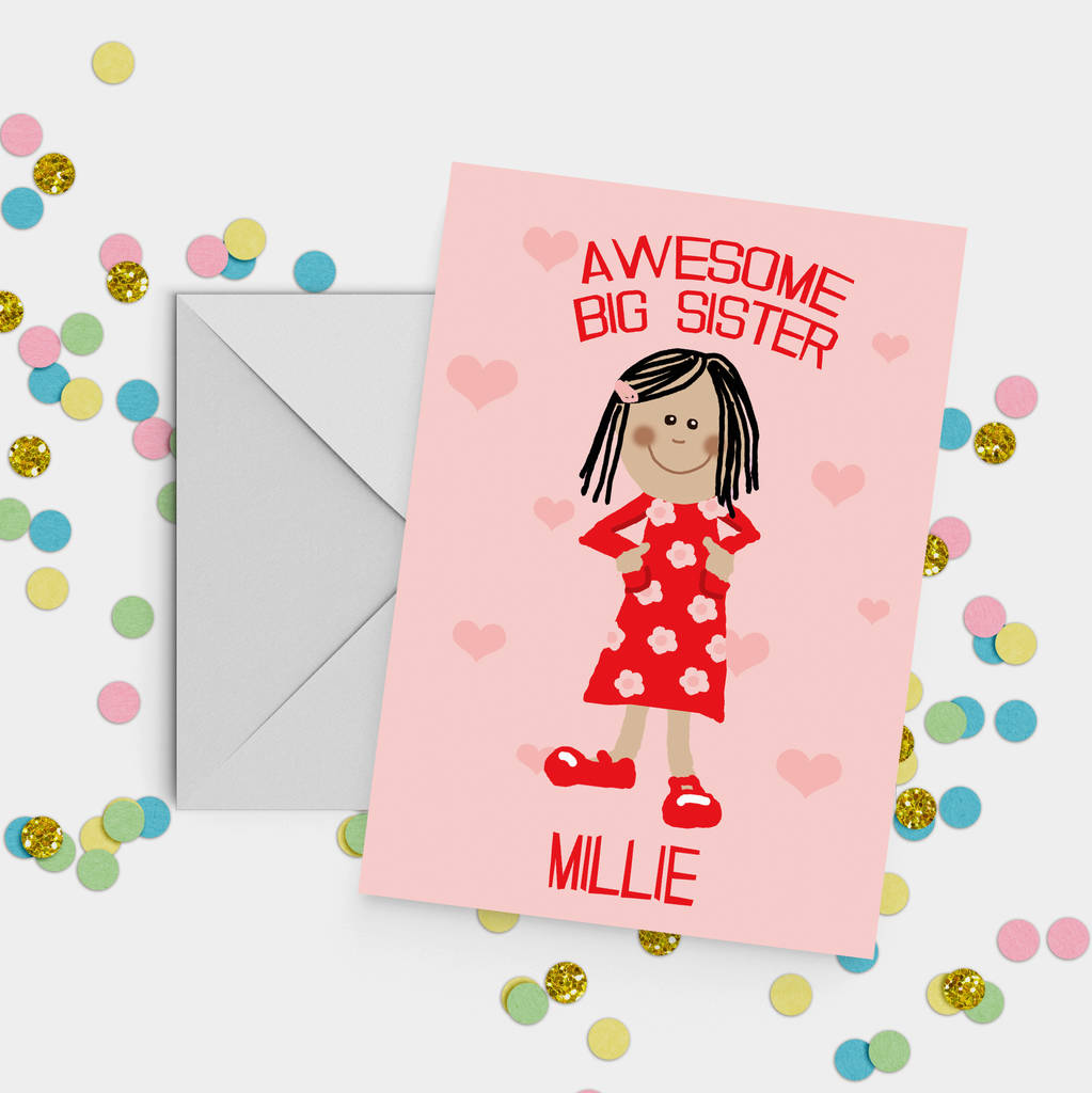 Personalised Big Sister A5 Card By Giddy Kipper | notonthehighstreet.com