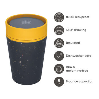 Leak Proof Reusable Cup 8oz Black And Electric Mustard, 2 of 6