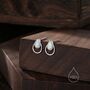 White Opal Double Droplet Stud Earrings Sterling Silver, thumbnail 6 of 12