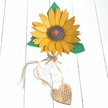 Leather 3rd Anniversary Large Sunflower Glass Vase Tag, 3 of 5