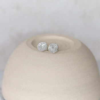 Sterling Silver Textured Circle Studs, 6 of 9