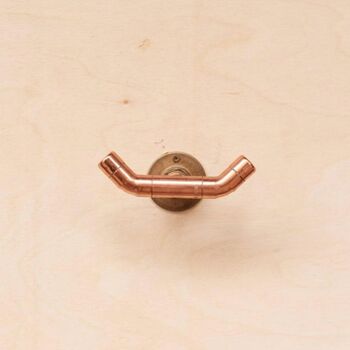 Handmade Copper Pipe Wall Hook With Brass Base, 3 of 4