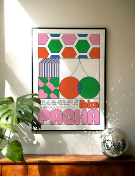 Pacha Ibiza Club Print | Poster | Wall Art | Geometric | Dj | Clubbing | Patterned | Bauhaus | Print | House Music, 7 of 8