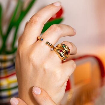 Gold Plated Nugget Dome Ring, 2 of 4